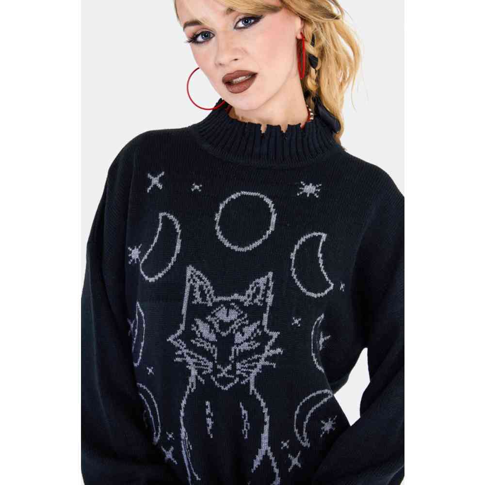 Jawbreaker - Mystic Cat Oversized Pull en tricot - Noir